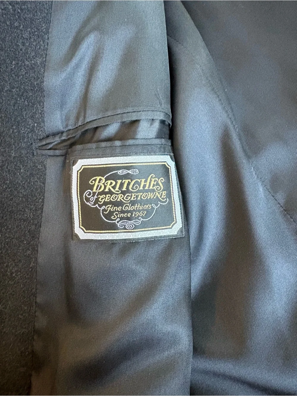 Britches of Georgetown Vintage Black Wool Blend Full Length Overcoat XXL 50